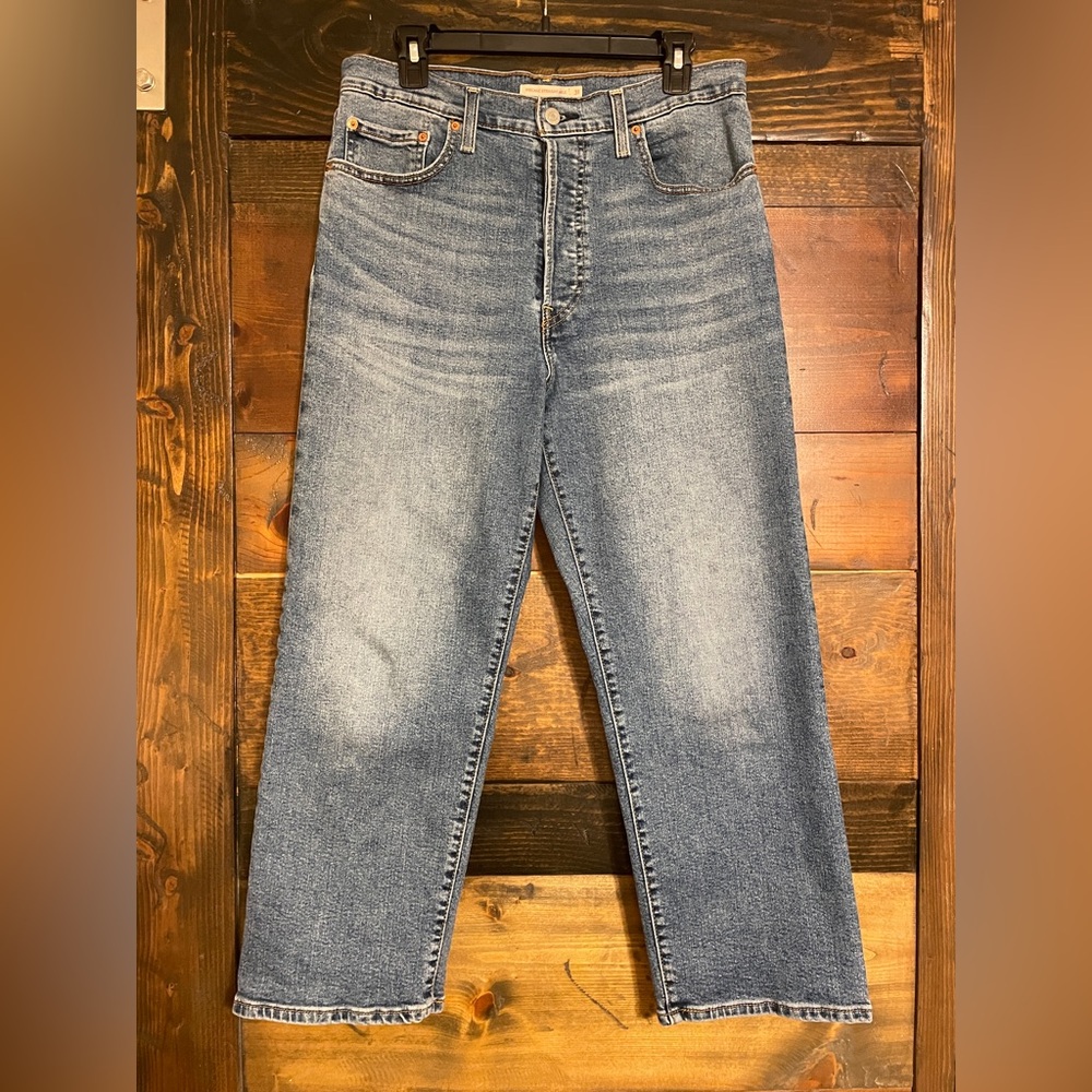 Levi's Ribcage Straight Button Fly Stretch Ankle Jeans 31/27